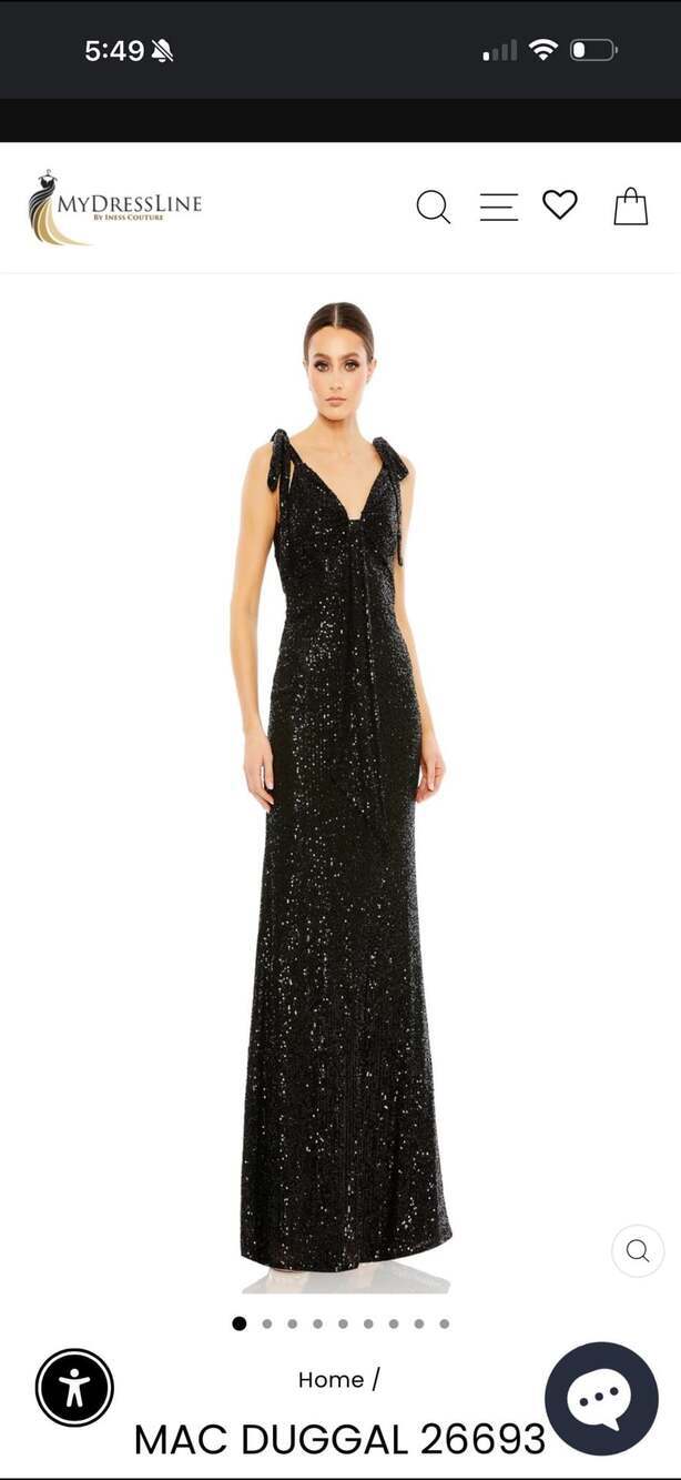Mac Duggal Ieena 26693 Sequin Tie Shoulder Gown Size 8